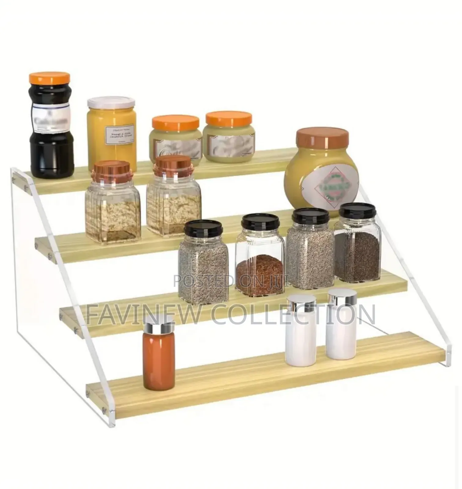 4-Tier Bamboo Acrylic Multipurpose Stand