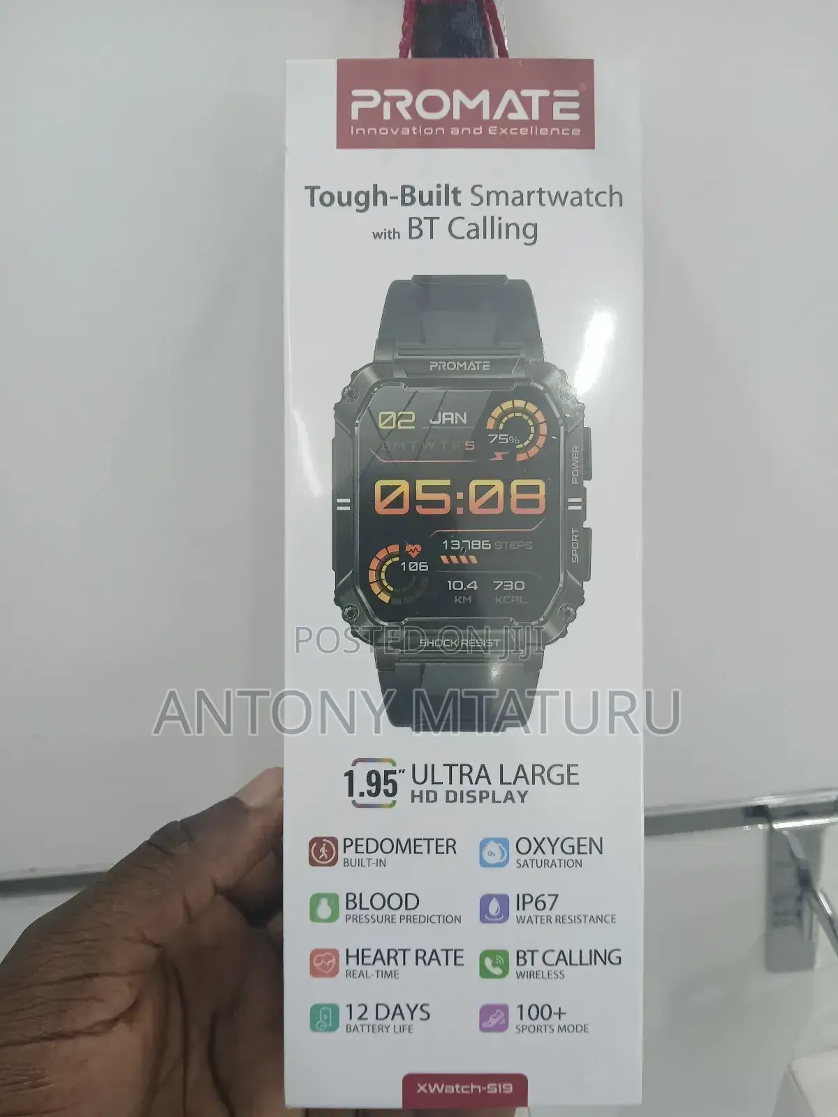 Promate Tough-Built Smartwatch With Bt Calling (Xwatch-S19)