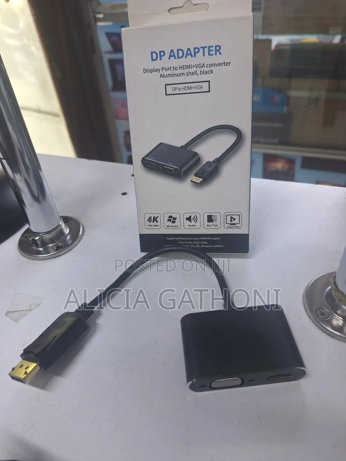 Display Port to Hdmi+Vga Converter Alluminium Shell