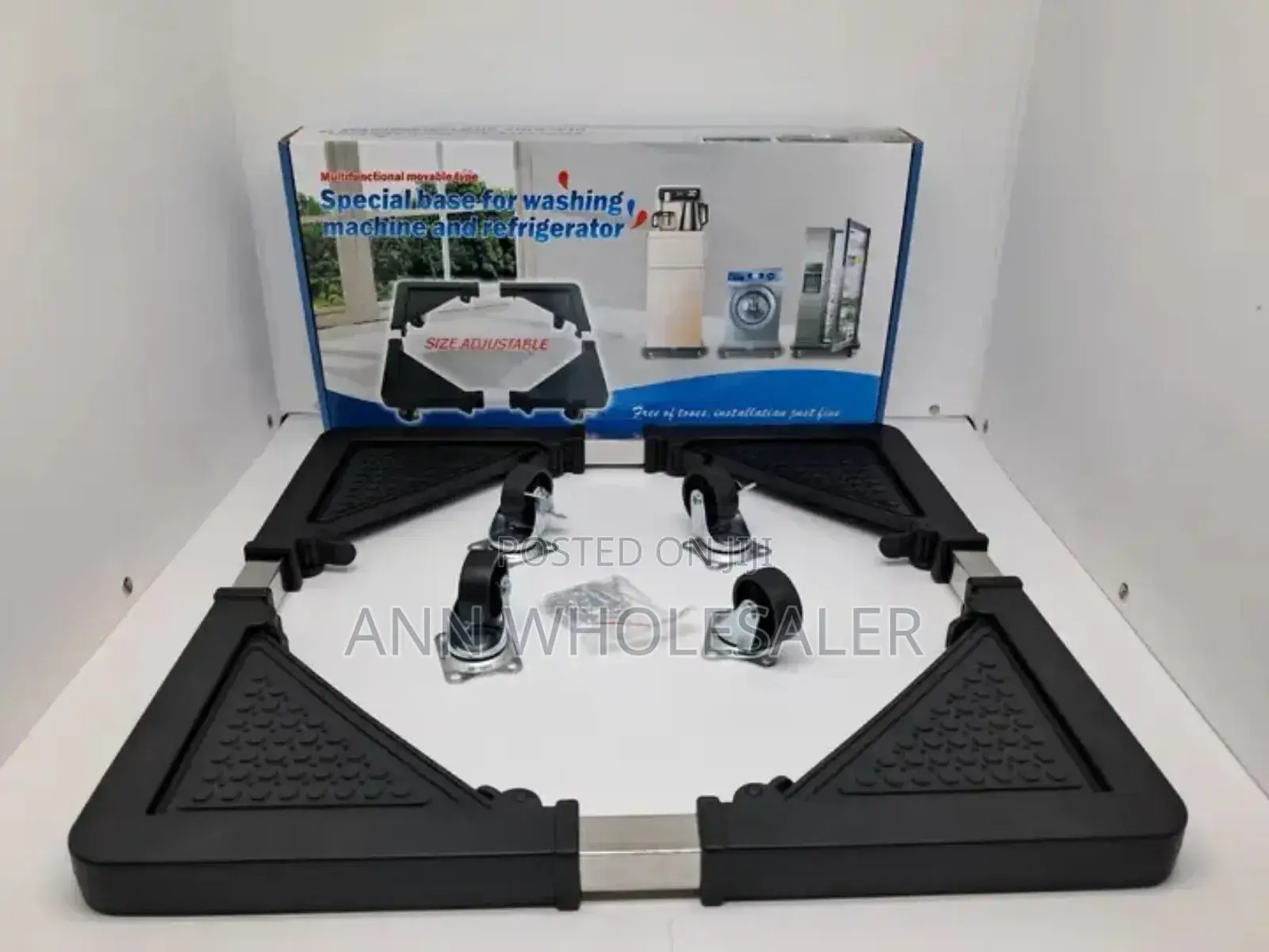 Black Fridge/Washing Machine Base Roller Trolley