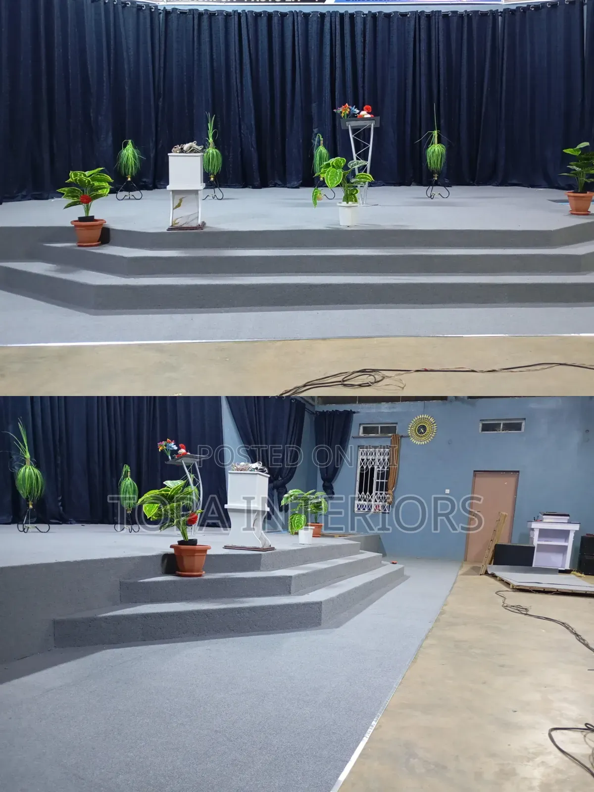 Decorative Light Grey Church Altar Carpets Installation