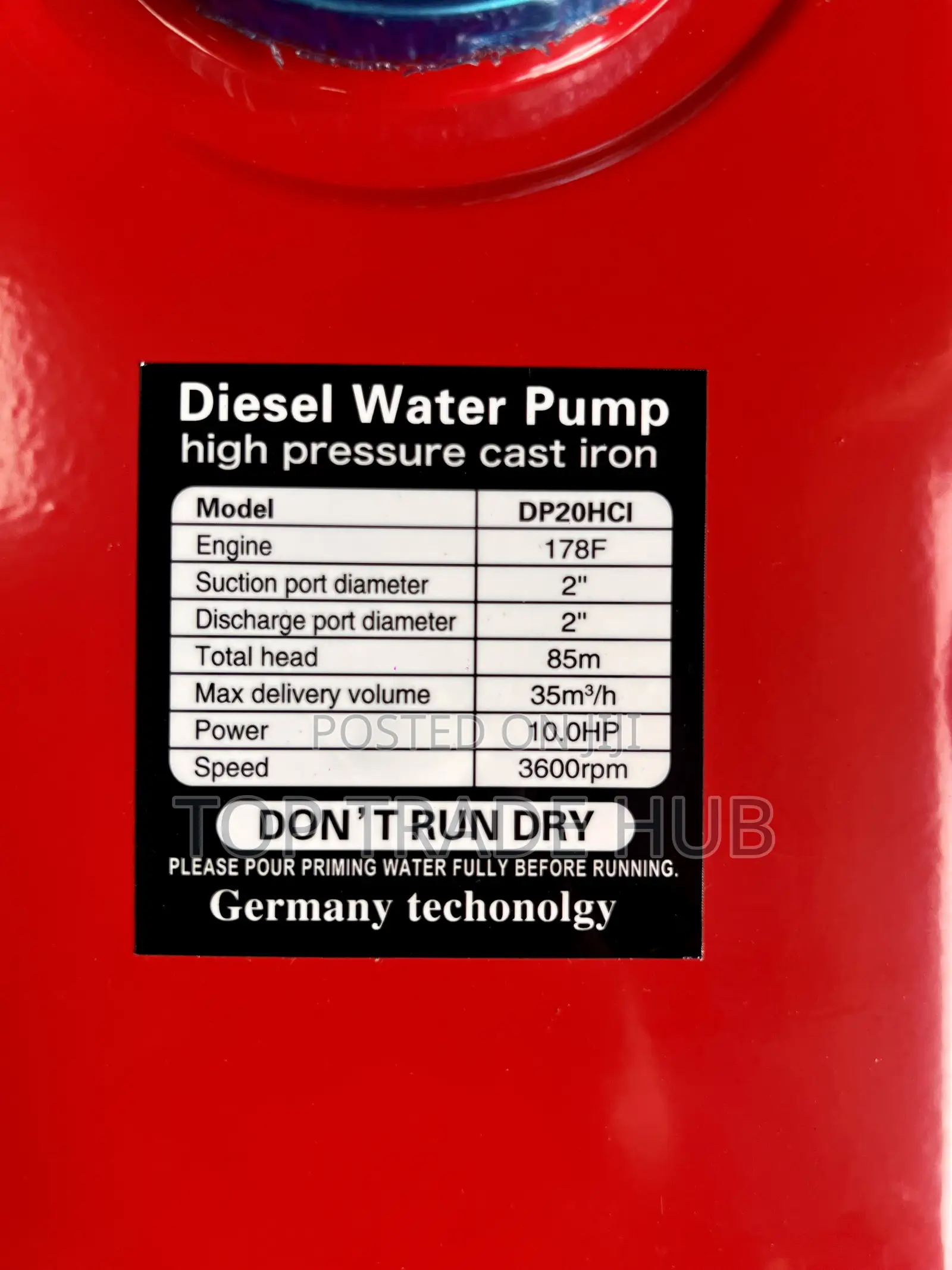 High-lift Pulsar Diesel Water Pump 2 Inch 10hp 85m Head