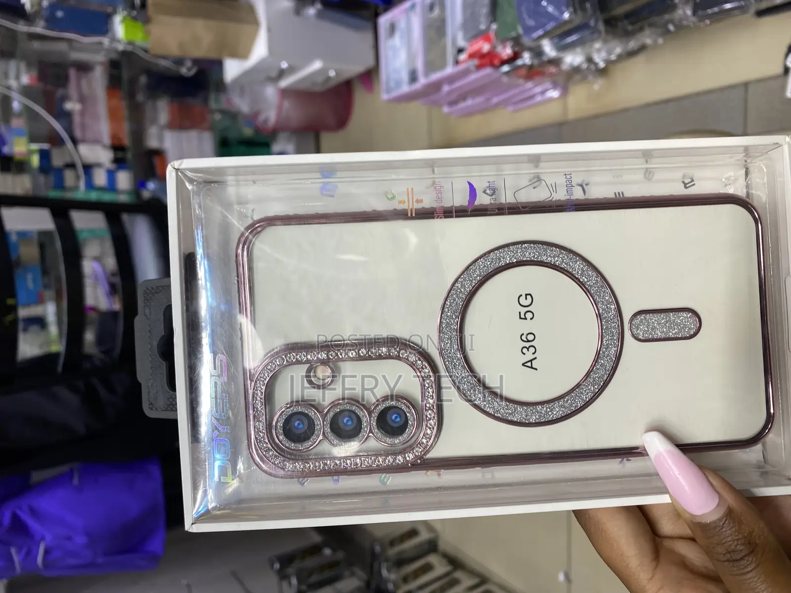 Shein Glitter Plated Clear Magnetic Case for Samsung Galaxy A36 5g