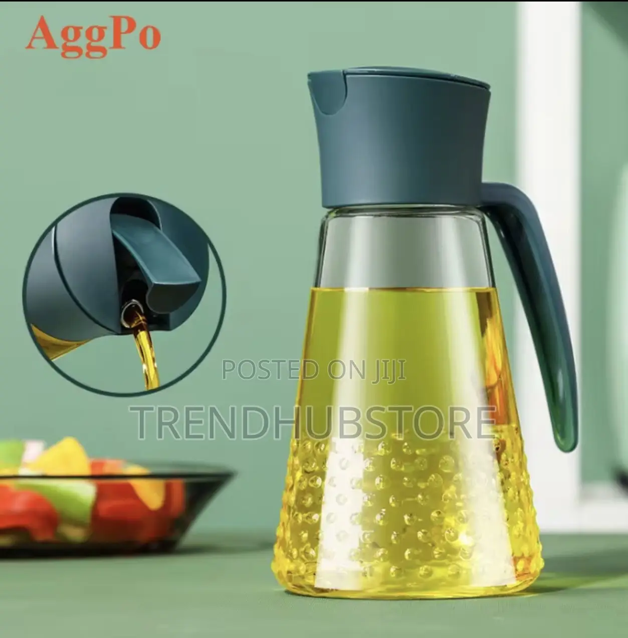 630ml Glass Oil Dispenser Bottle – Auto Flip Lid, Non-Drip