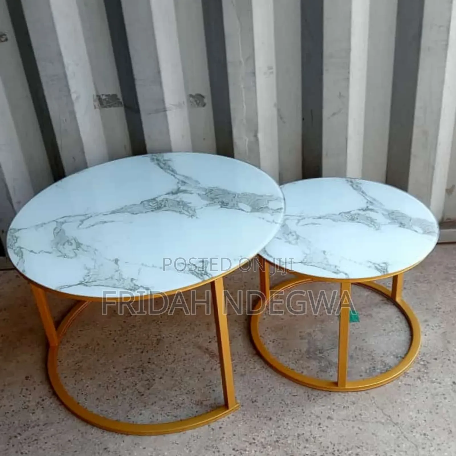 Marble Nesting Coffee Table (Glass Effect) White