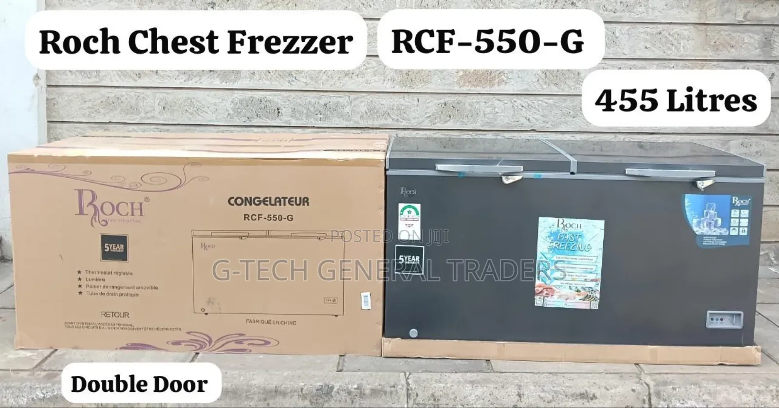 Roch 455l Dark Silver Energy Saver Chest Freezer