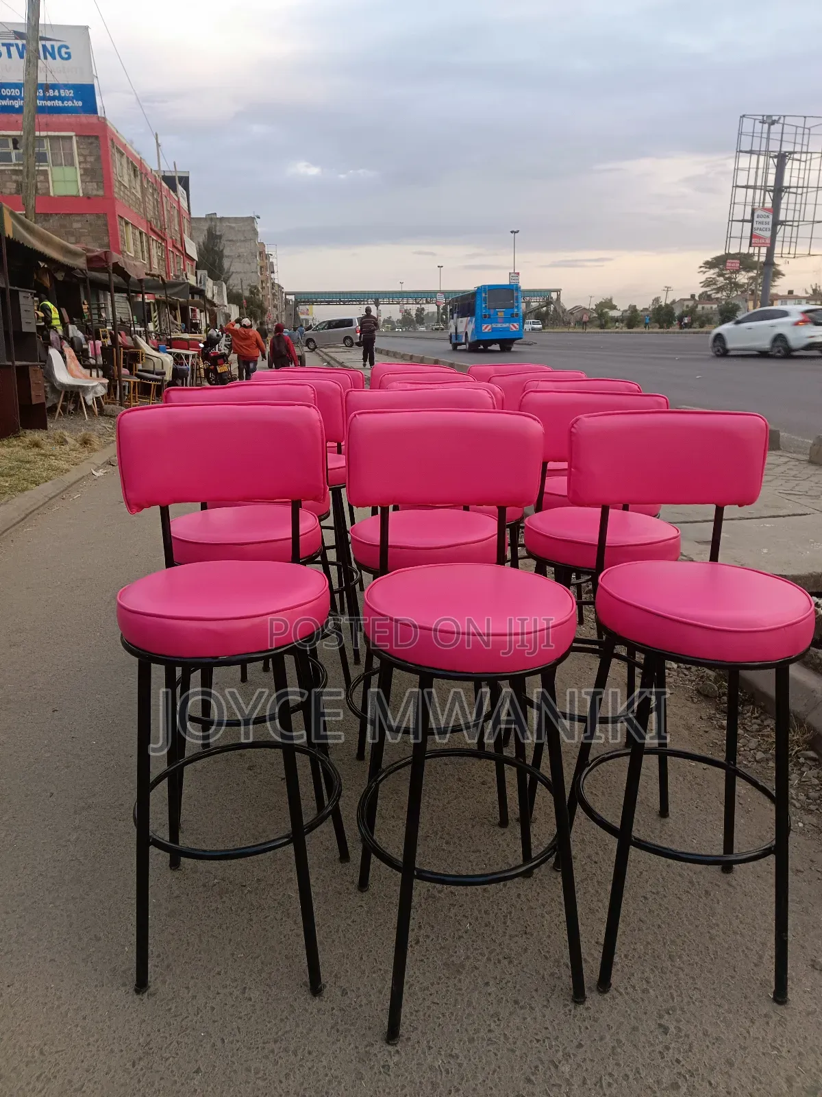 Bar Stools or Counter Stools, Pink and Black 