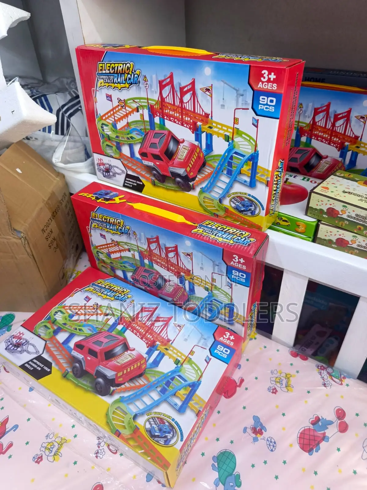 Kids Train Track Toy Set With Moving Engine