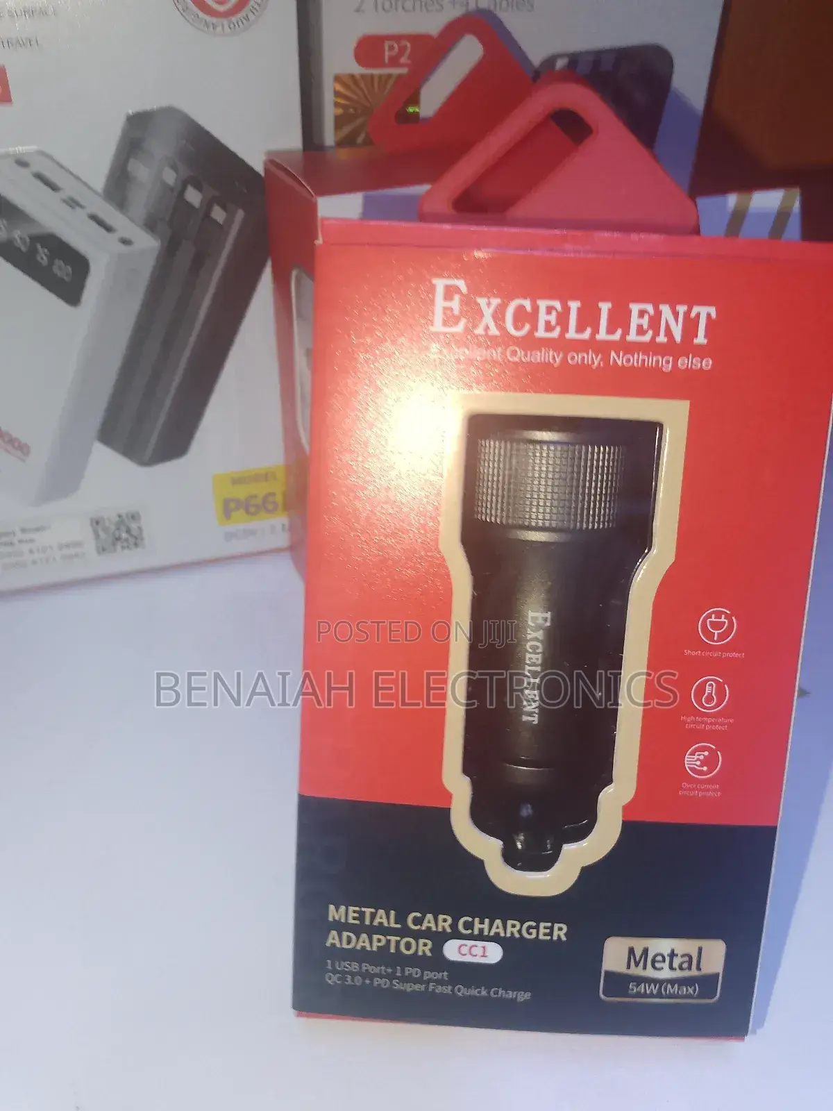 Excellent Car Phone Charger 54 Watts Fast Charging Adapter (Metal)
