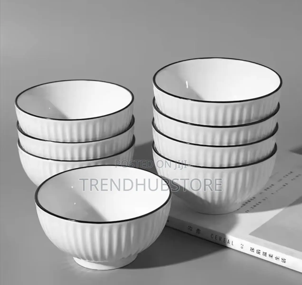 Clearance Deal!12pcs Ceramic Soup Bowls With Elegant Black Rim