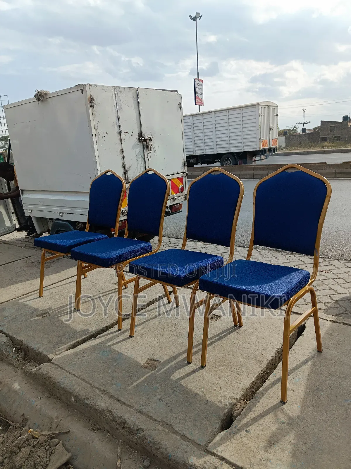 Conference Chairs or Church Chairs, Blue and Gold
