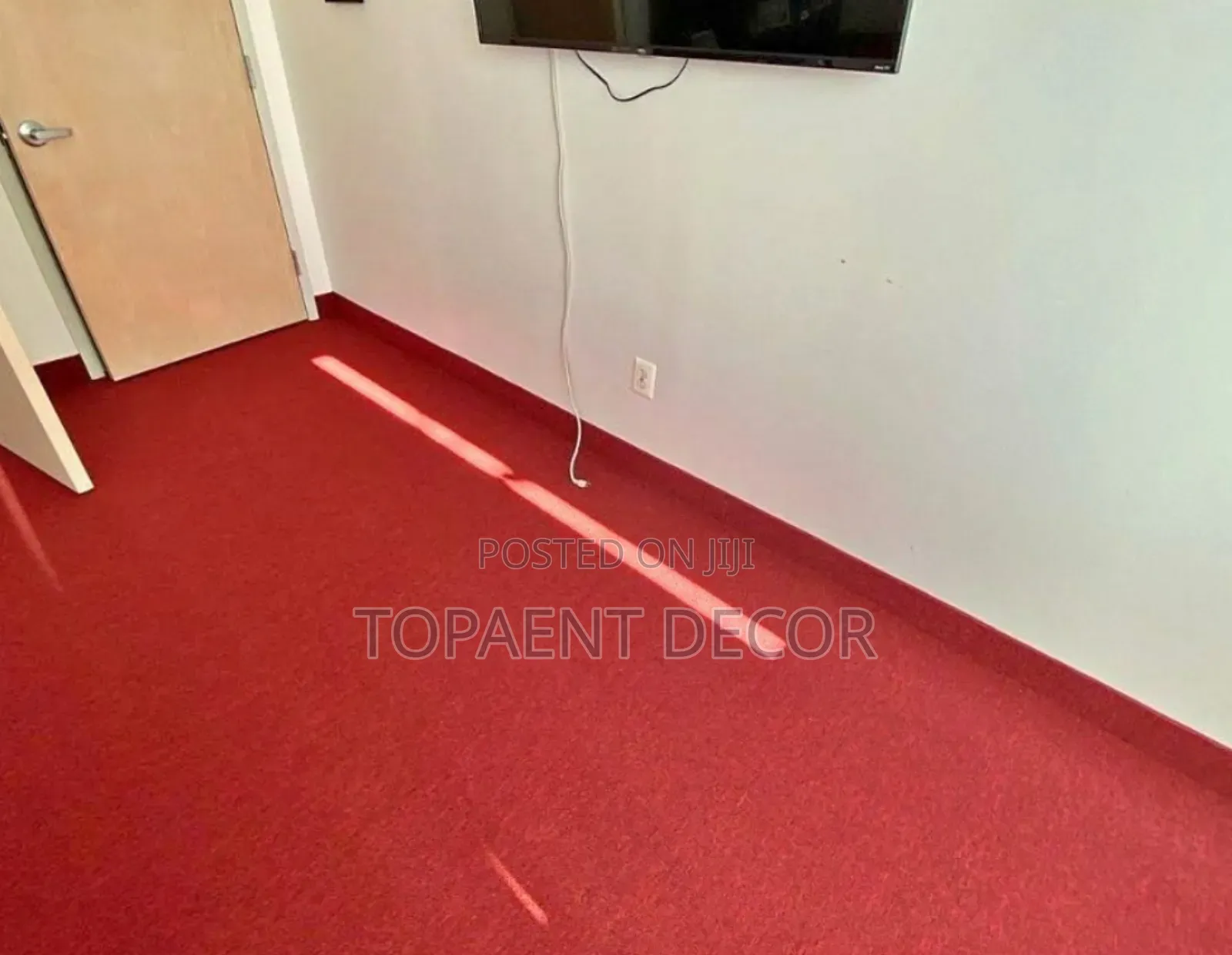 Covered in Comfort ,Tv Room Plain Red 4mm Thick Wall to Wall Carpets