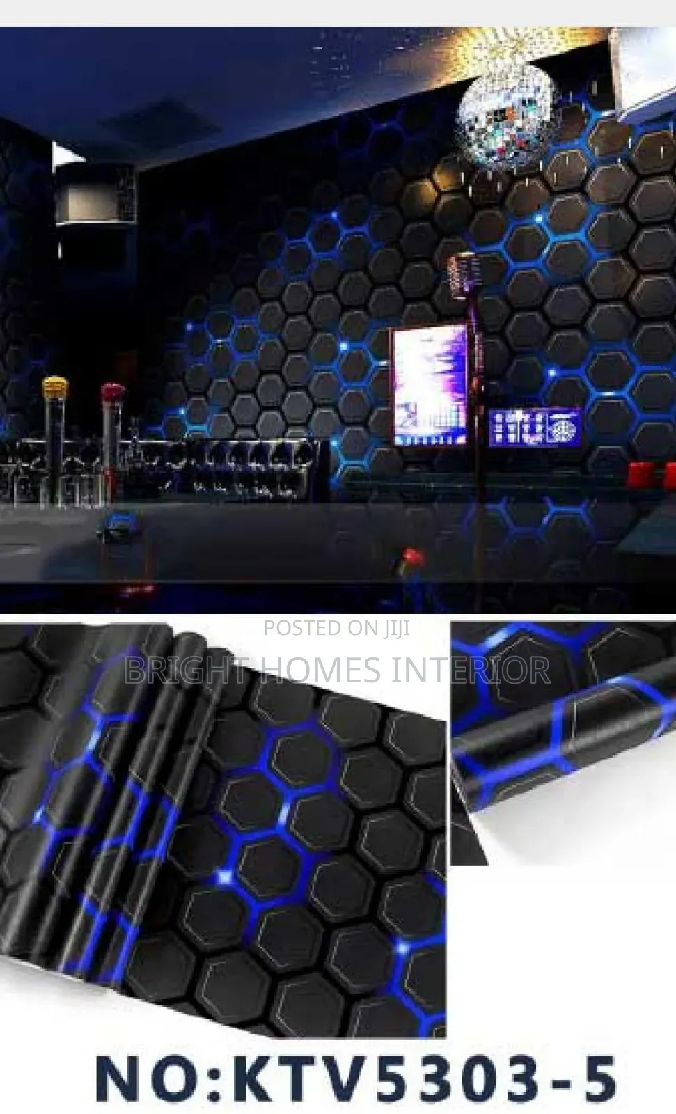 Blue 3d Wallpaper Honeycomb Design