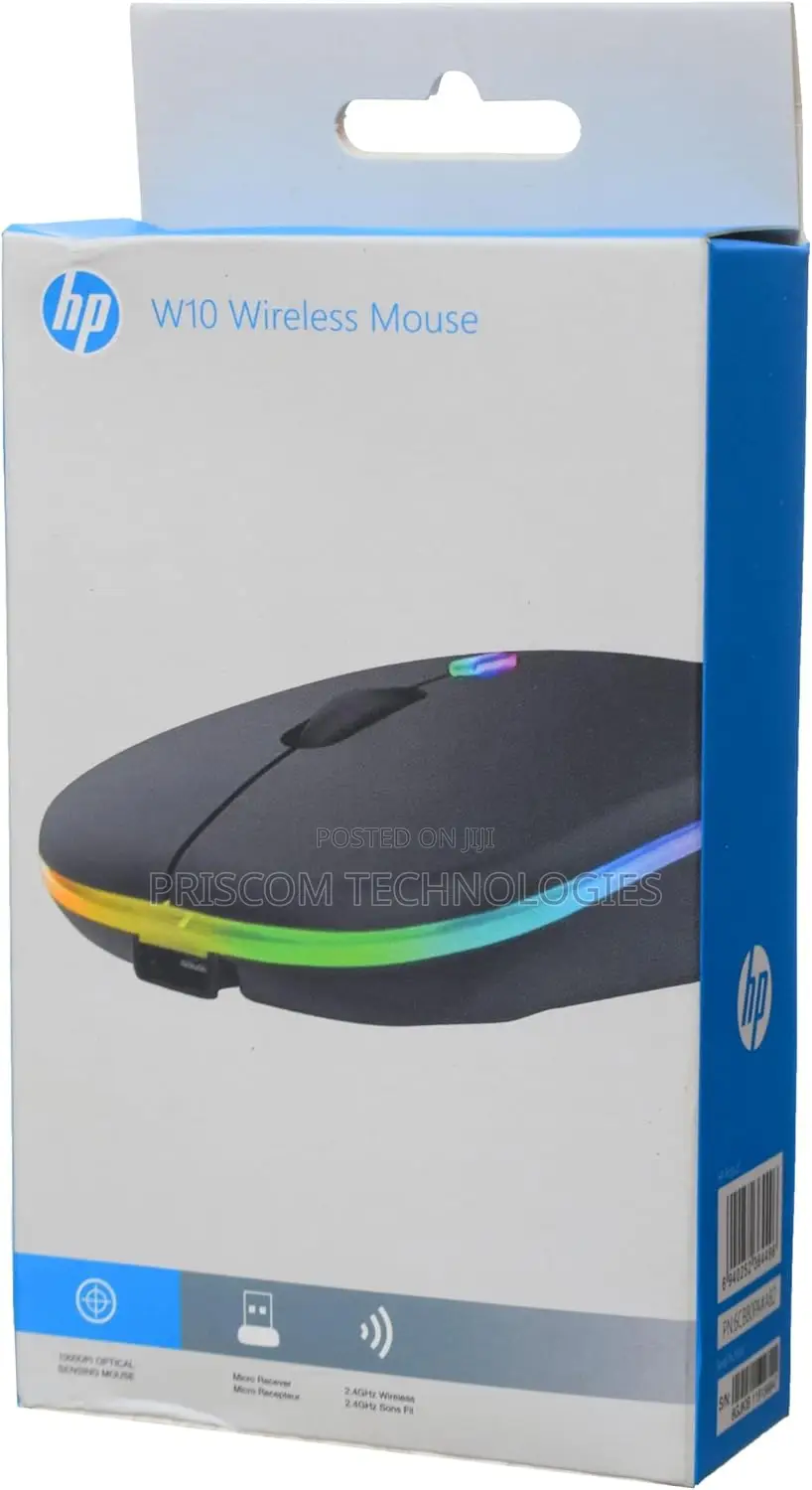 Hp W10 Led Wireless Rechargable Mouse With Bluetooth and Usb Receiver