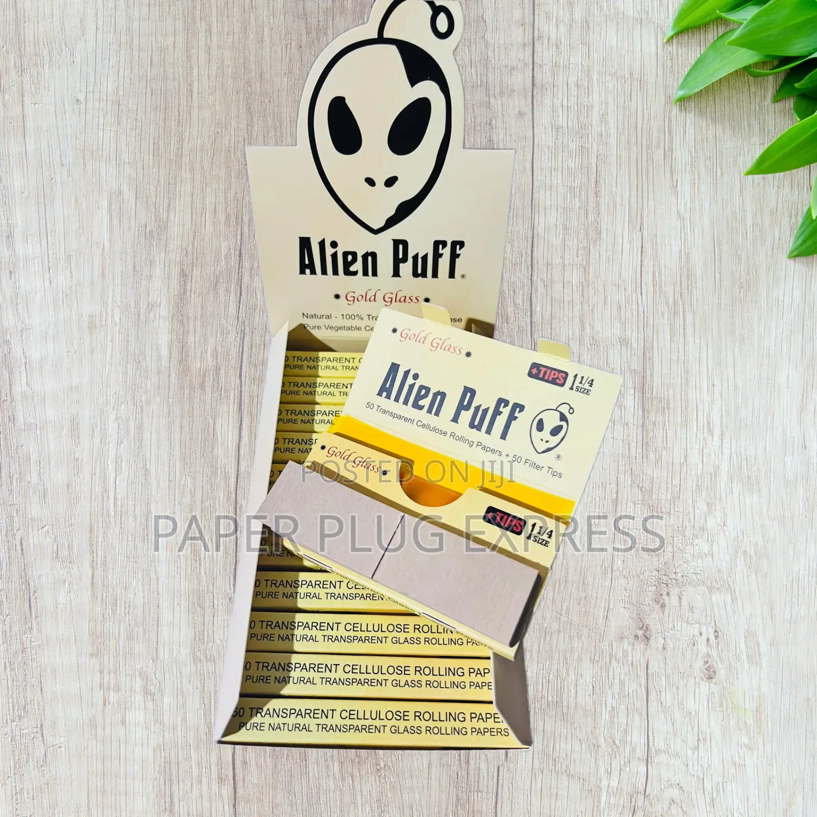 Alien Puff Transparent Cellulose Gold Rolling Paper - 1 1/4 Size