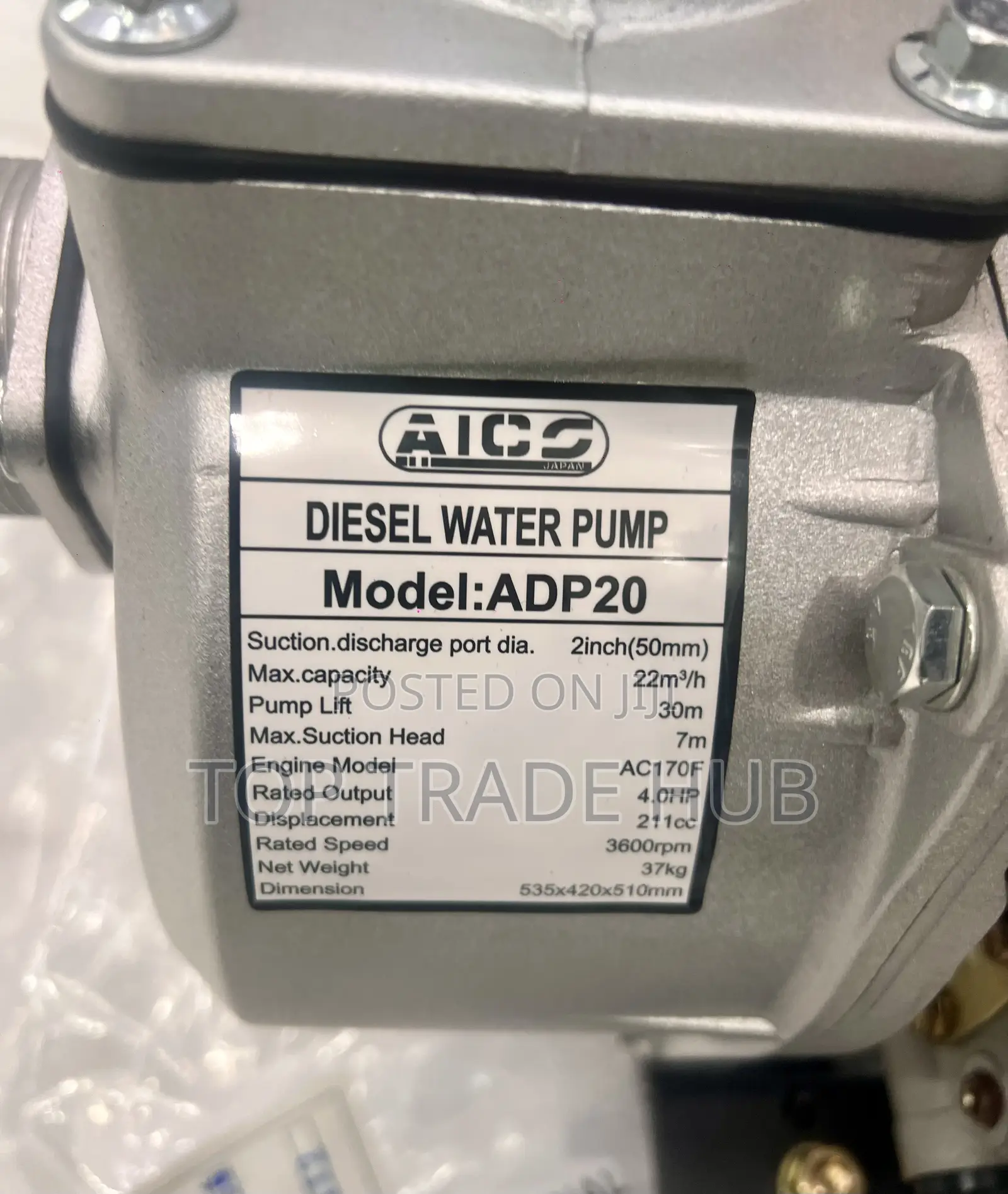 Aico Japan Diesel Water Pump Normal Pressure 2" 30m Head 400l/Min