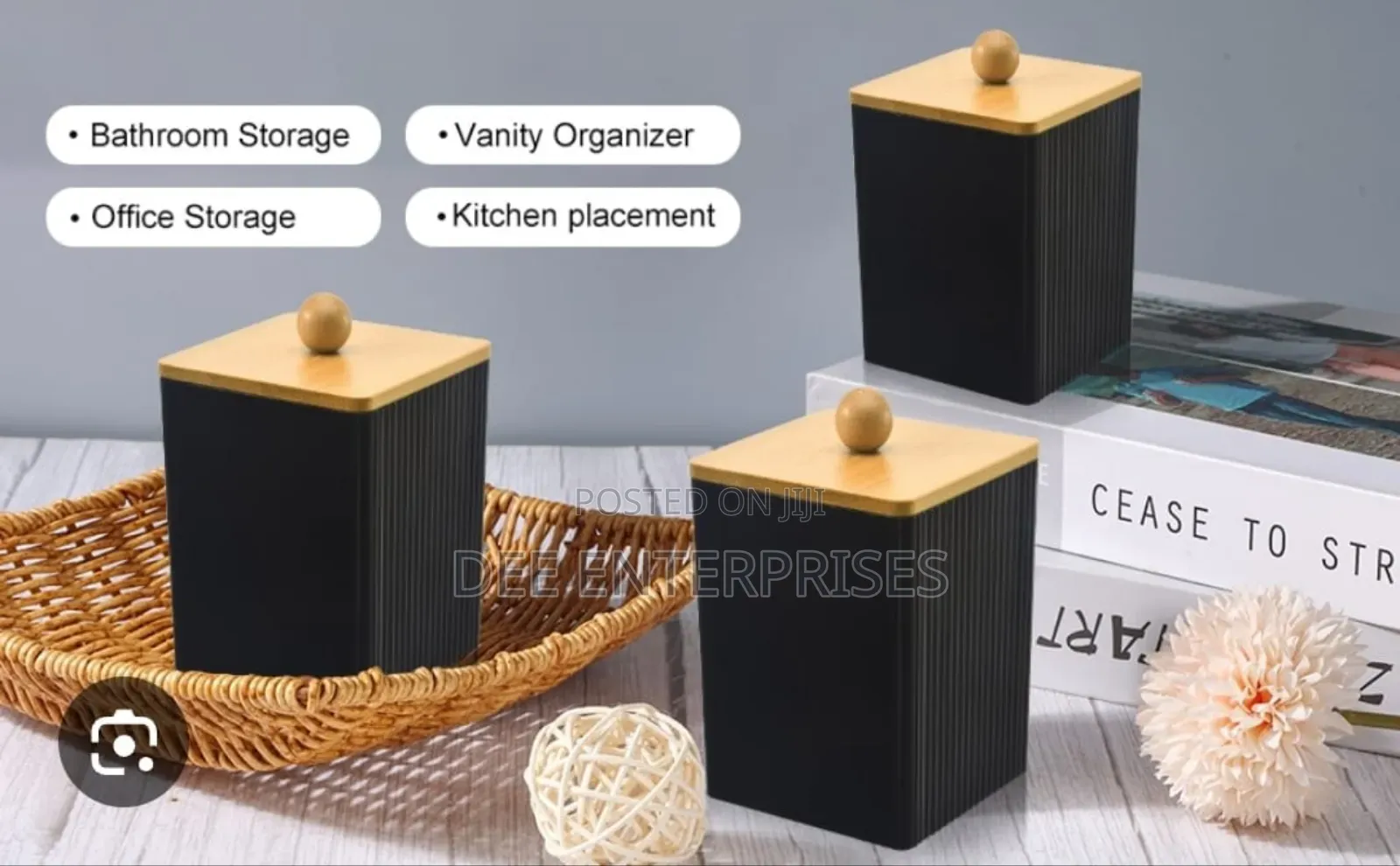 Black Multifunction Makeup Cotton Pad Storage Box