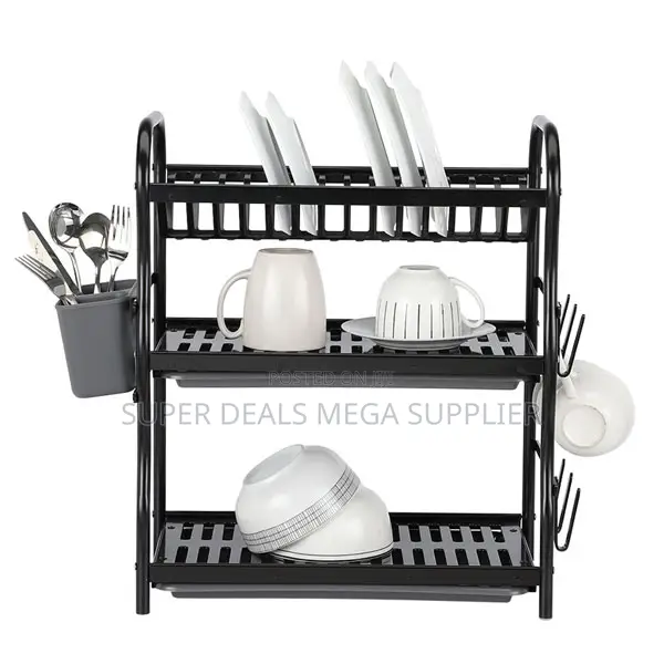 3- Tier Dish Drying Rack Sleek Stainless Steel Space Saver