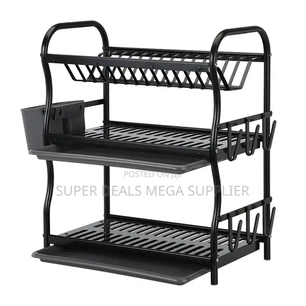 Tiered Stainless Steel Dish Drainer Modern Space Saving Rack