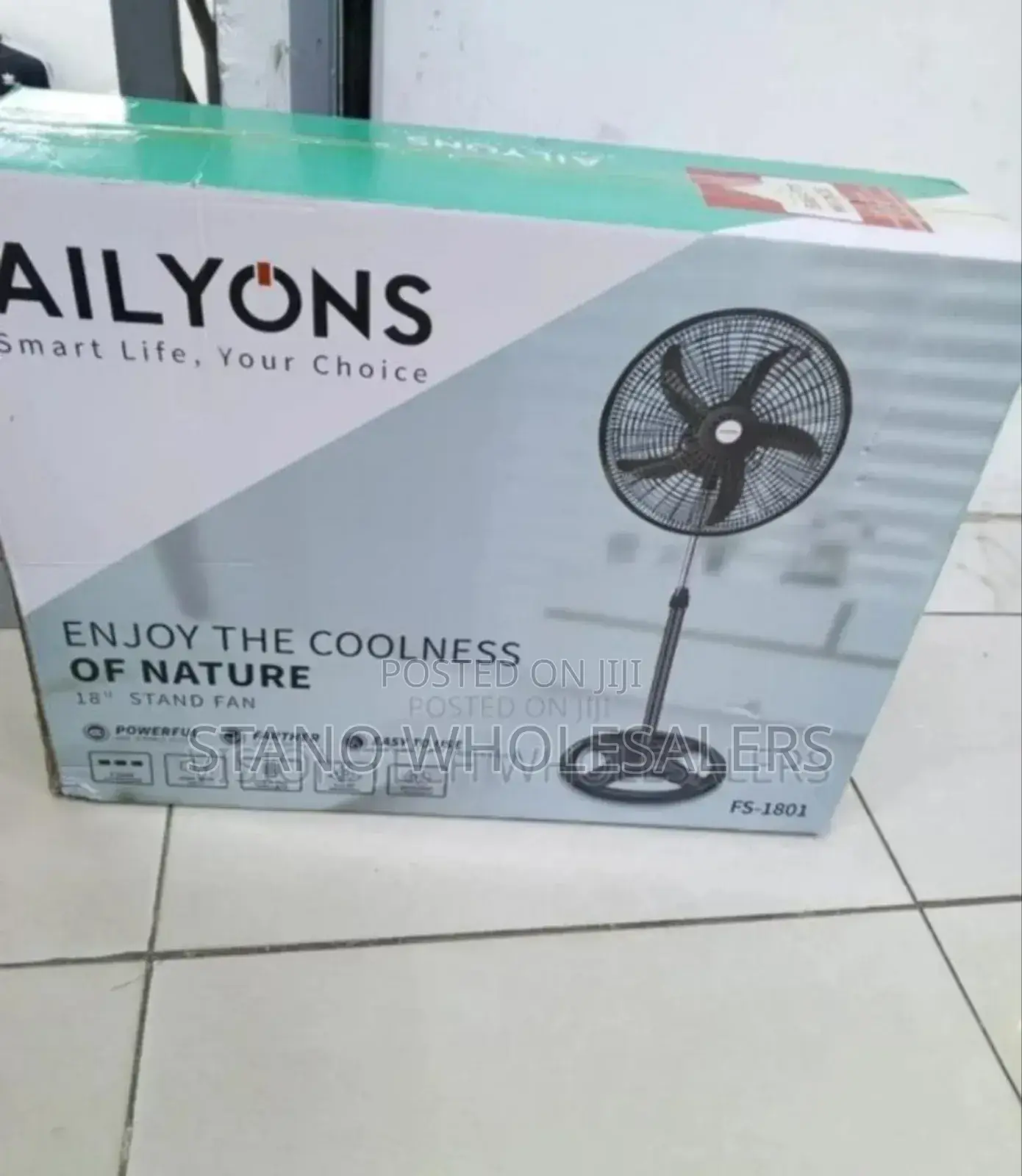 Black -Ailyons 18inch Standing Fan