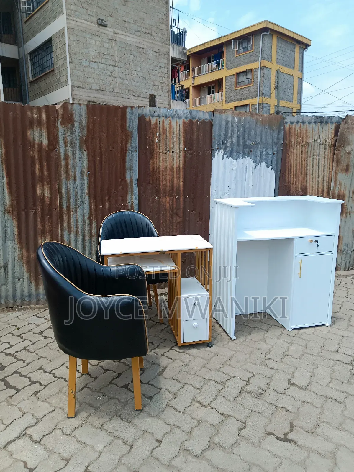 Manicure Set With Black Seats, and Reception Desk 