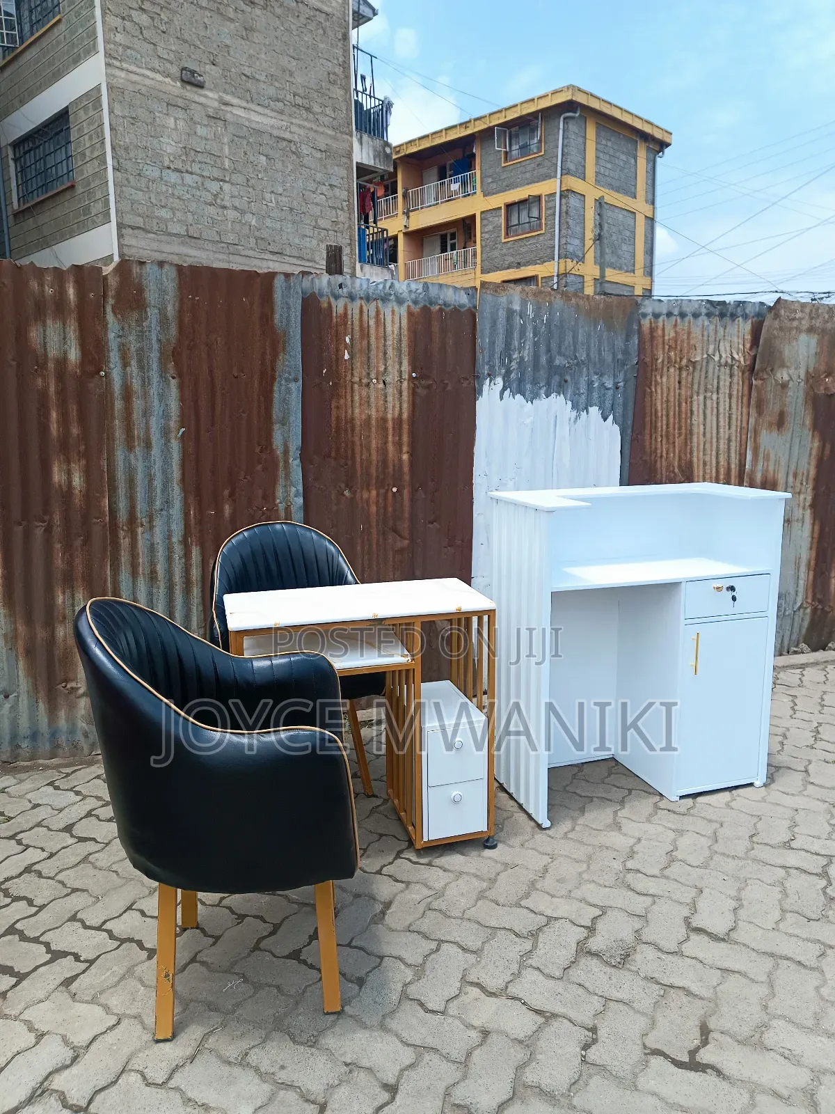 Manicure Set With Black Seats, and Reception Desk 