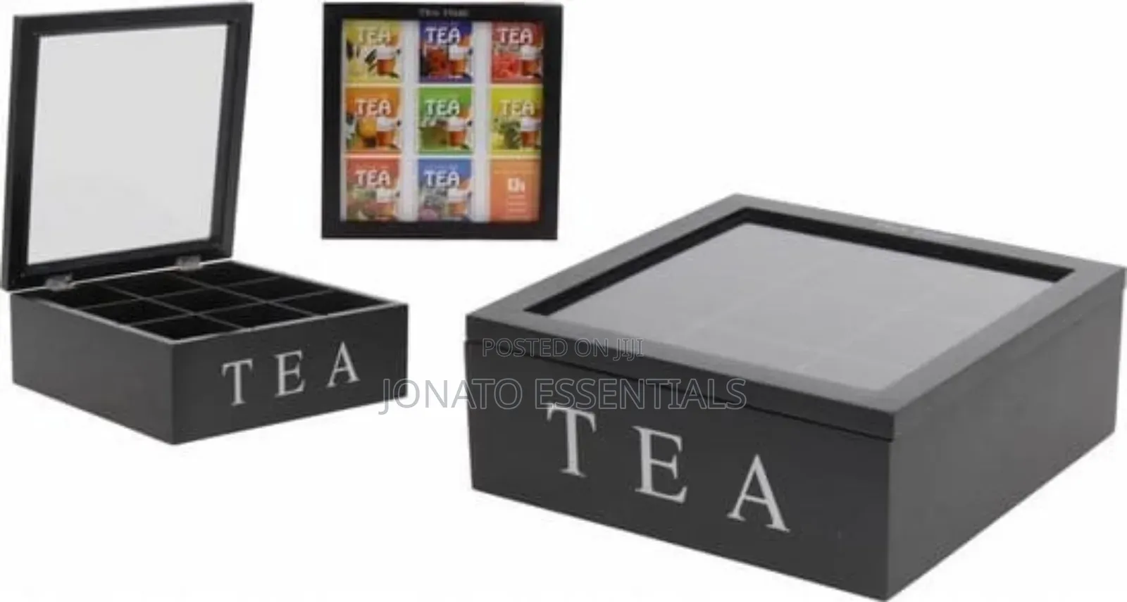 Wood Tea Bag Organizer Box With Ketepa Tea Bags 9 Slot
