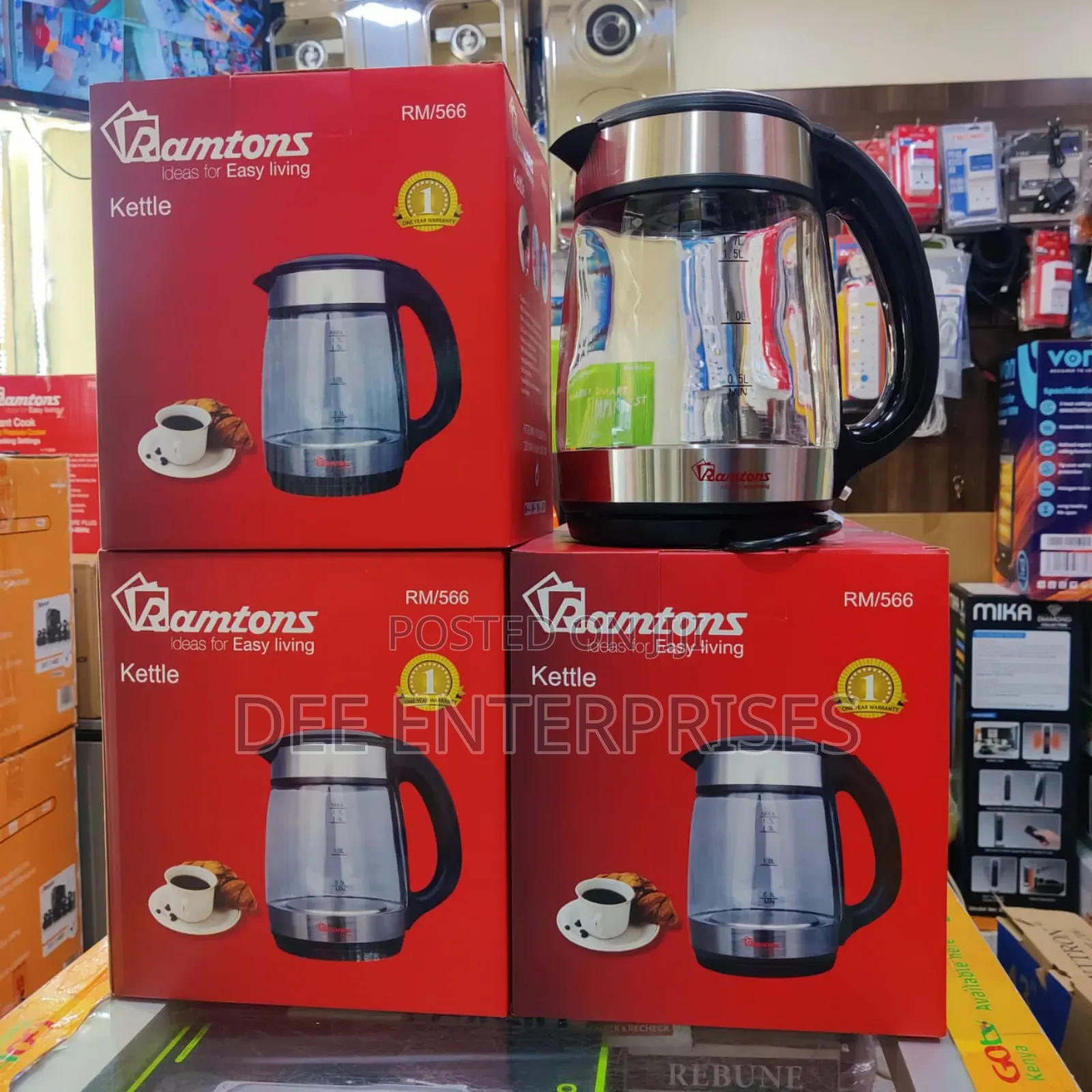 Ramtons Glass Jug Kettle 1.7litres Rm566