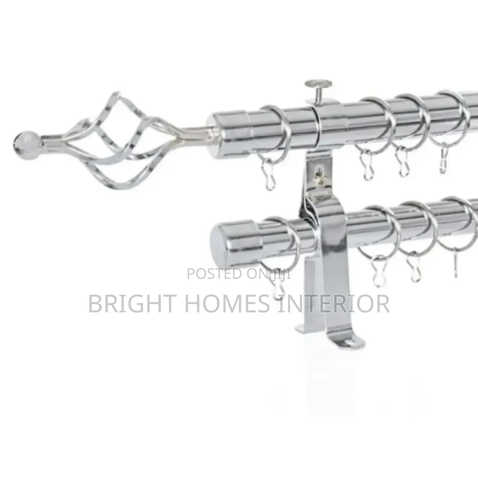 Silver Curtain Rods 2m