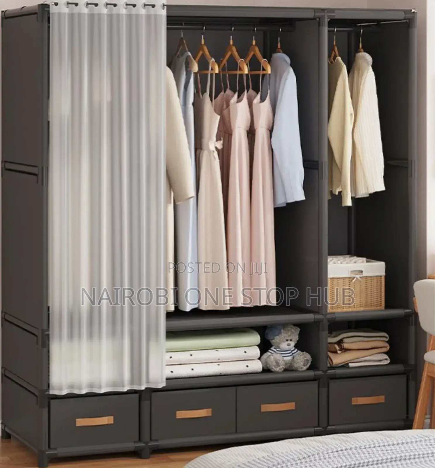Industrial Strength With Metallic Wardrobe With Hanging Rails