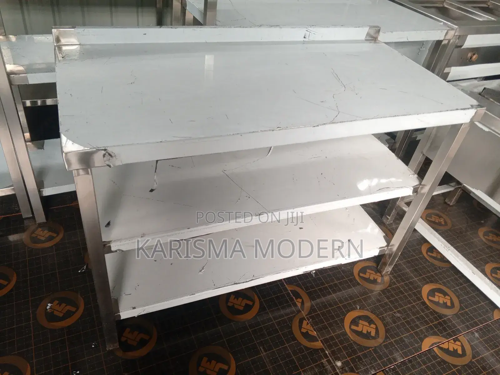 Stainless Steel Kitchen Table With Two Shelves