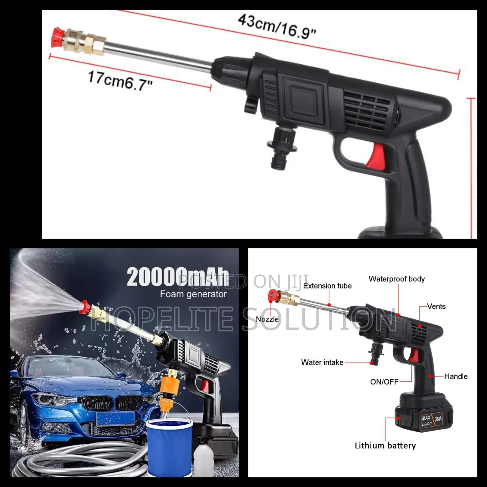 Wireless High Pressure Car Wash Water Gun