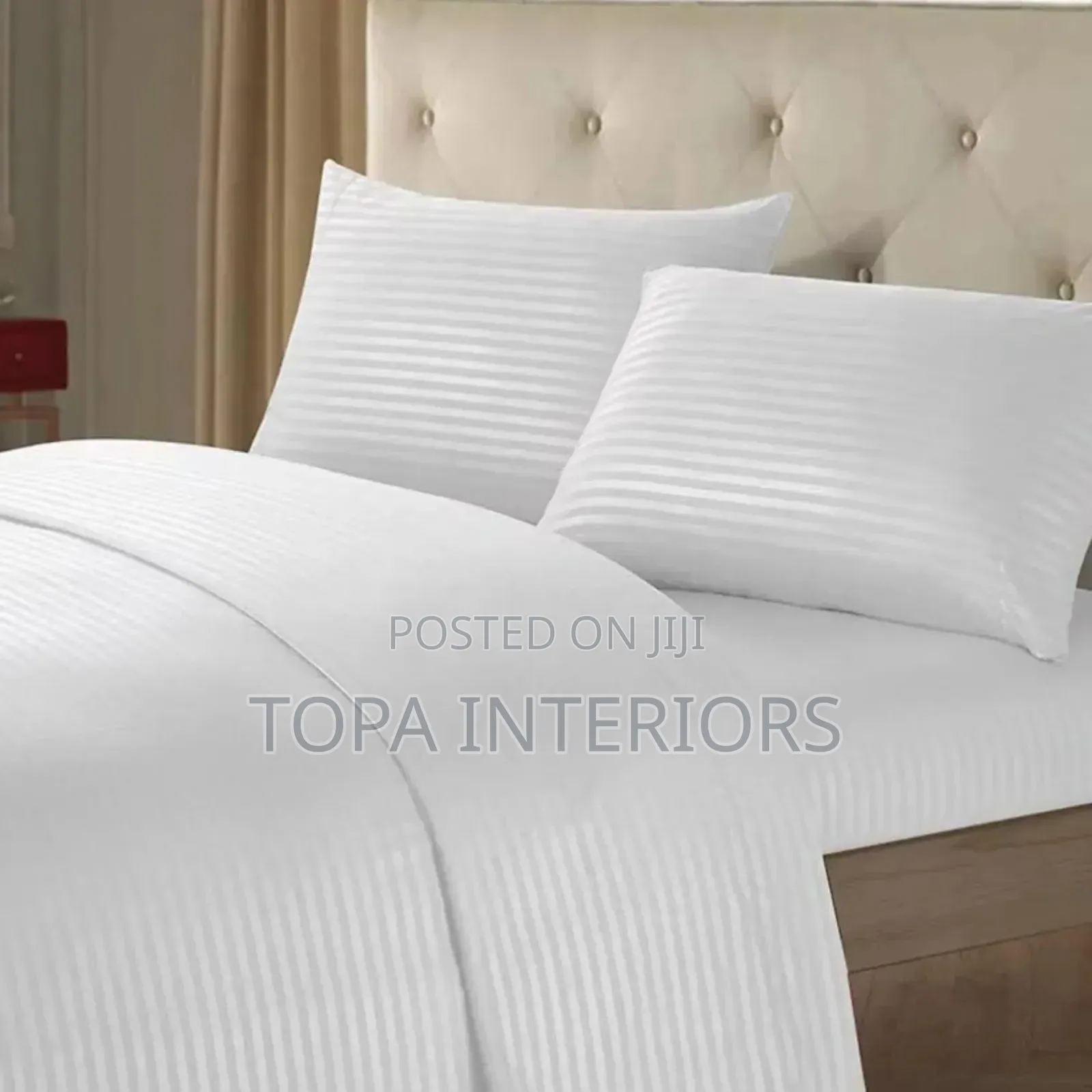 Striped Binded White King Size Duvets