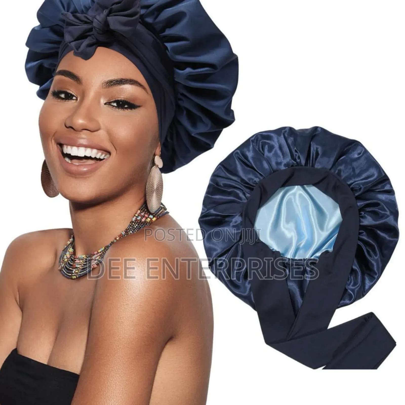 Reversable Satin Hair Bonnet With Elastic Tie Band