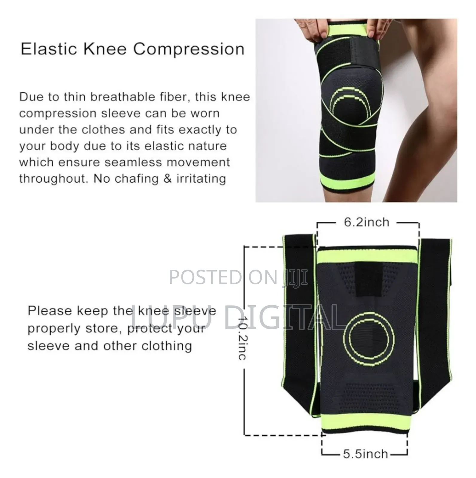 *Double Knee Support Compression Sleeve Now Available in Green-Black