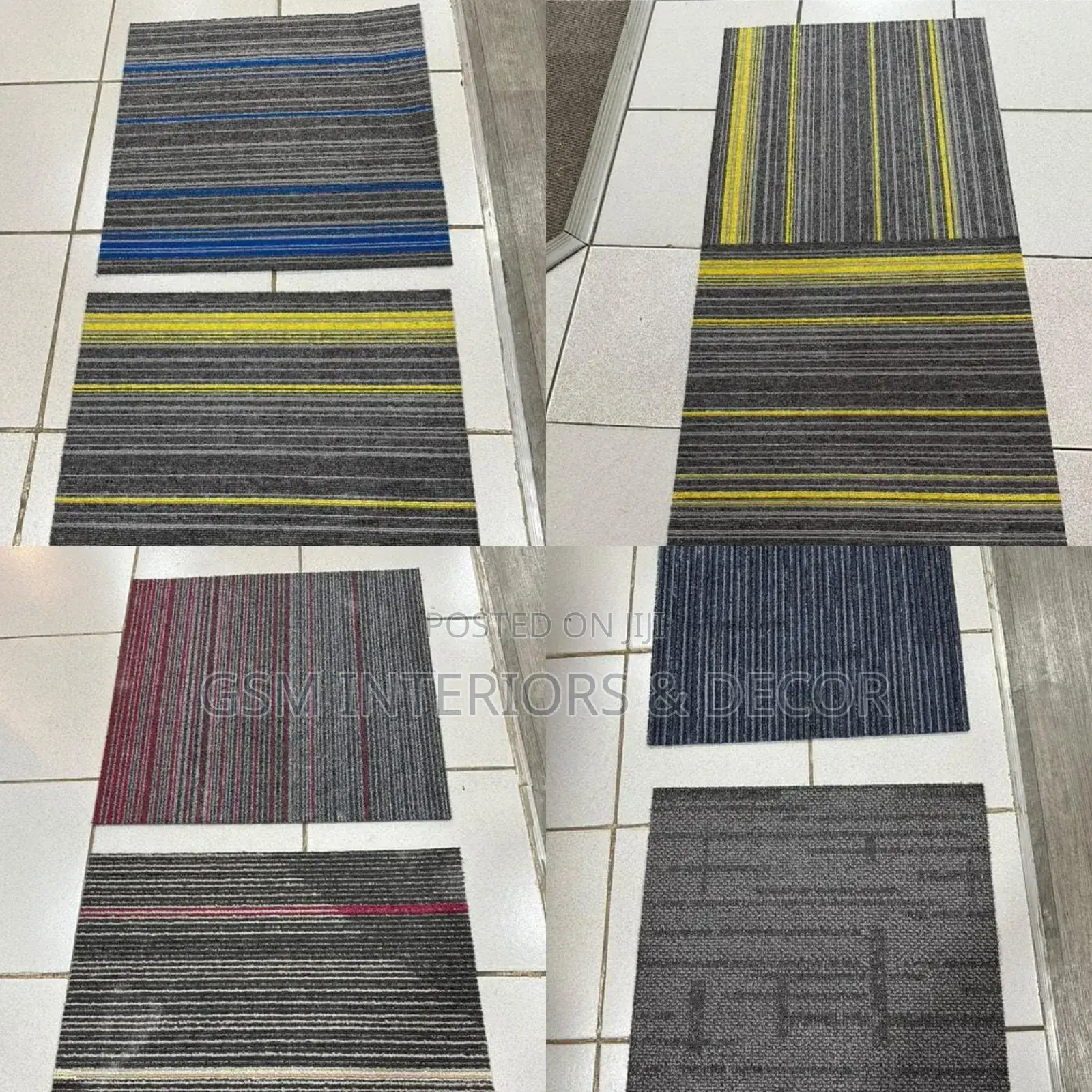 Wall to Wall Carpet Tiles With Mustard Patterns