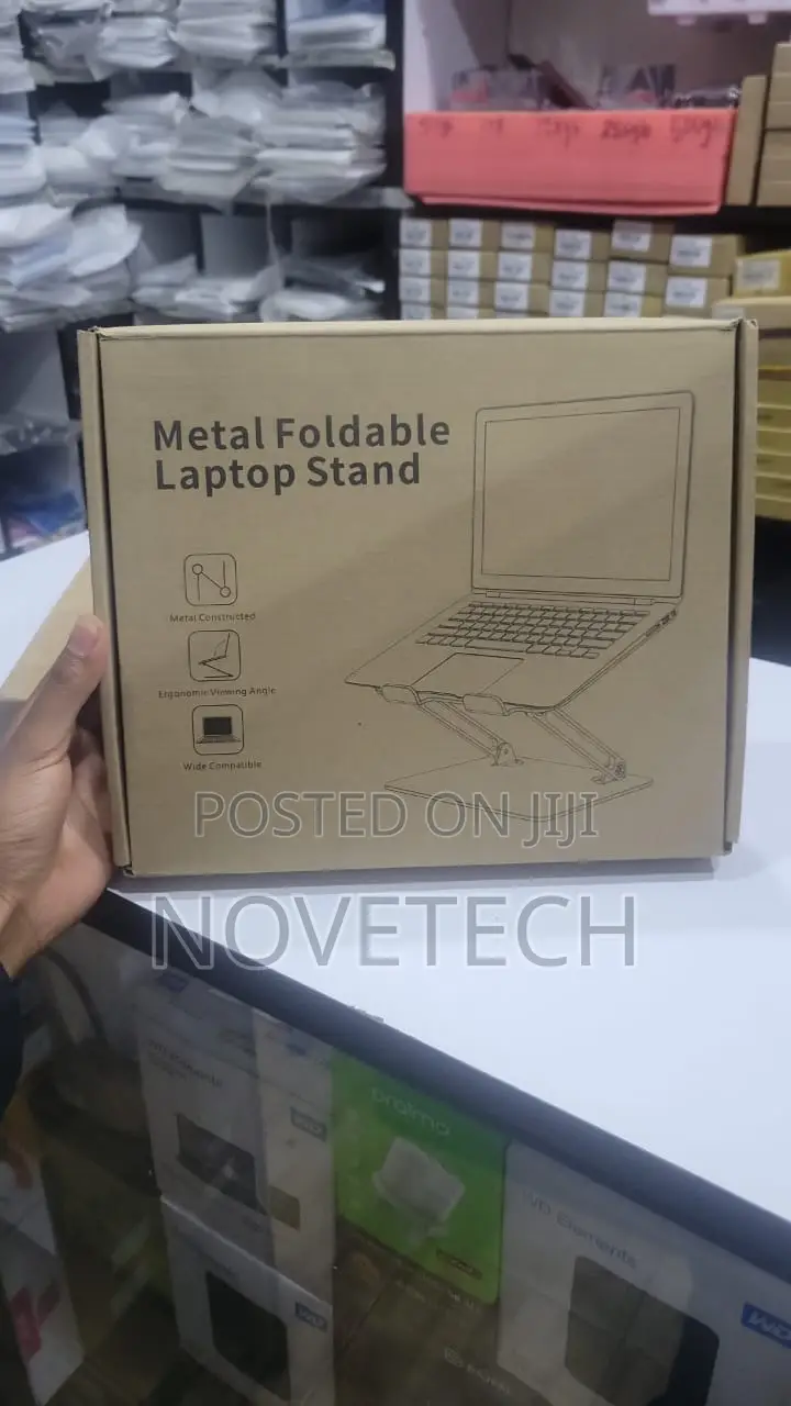 Laptop Stand, Ergonomic Adjustable Metallic Riser - Metallic Silver