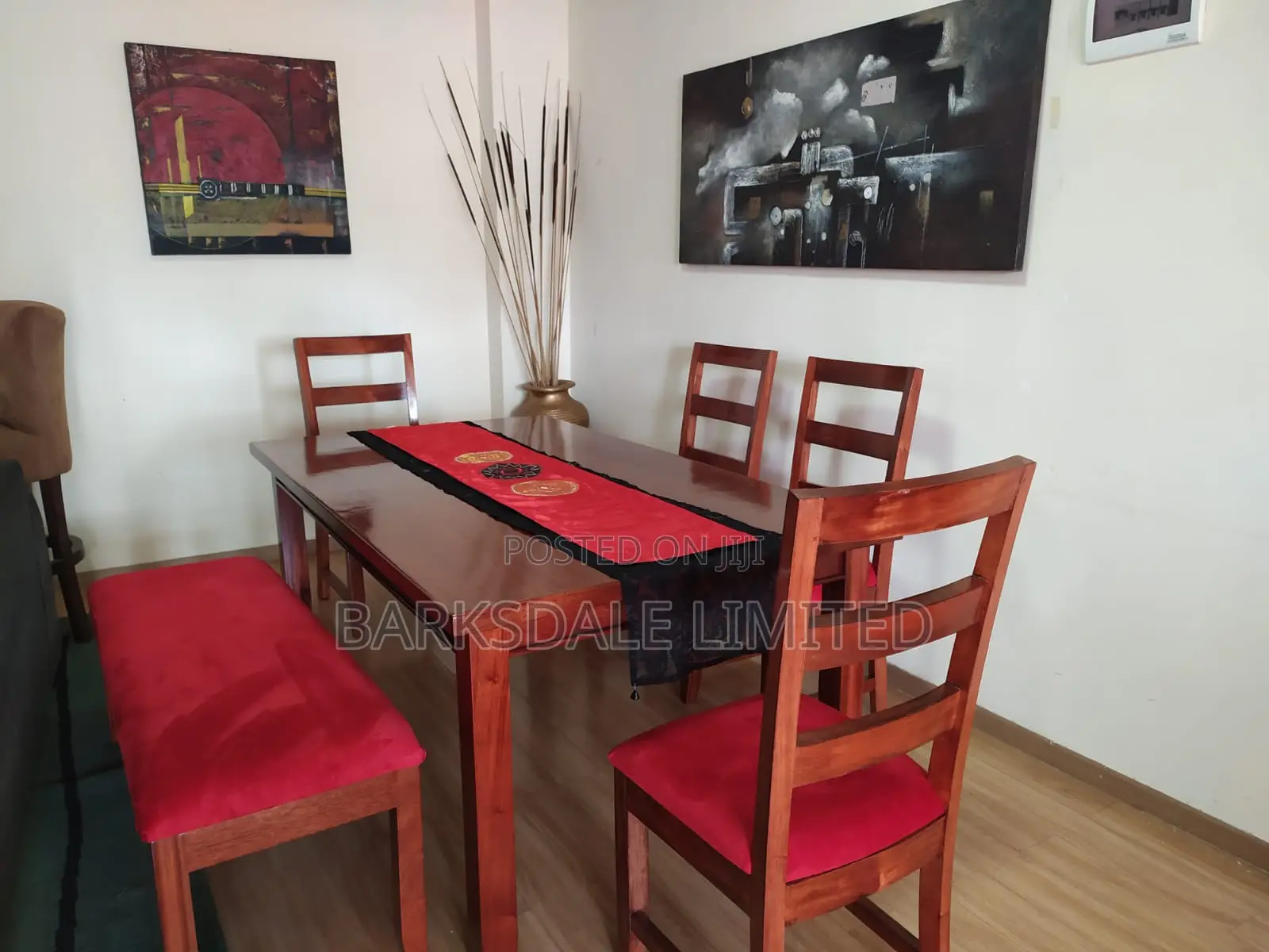 Wooden Dining Table and Chairs With Bench Mahogany
