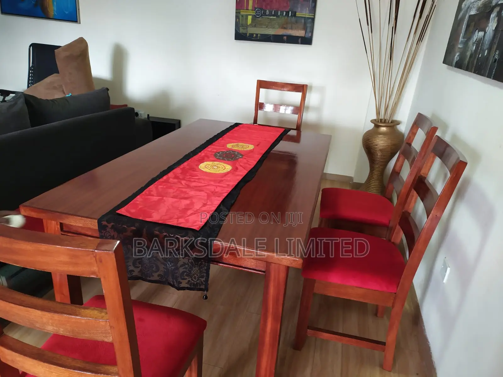 Wooden Dining Table and Chairs With Bench Mahogany