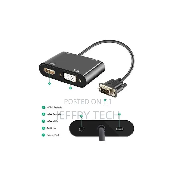 Vga to Hdmi Vga Splitter With 3.5mm Converter Adapter - Dual Display