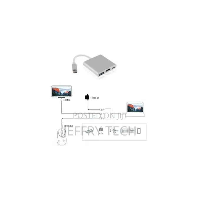 Usb Type-C Hub 3-in-1: Usb 3.0 + Hdmi + Type-C Charging Port – All-In