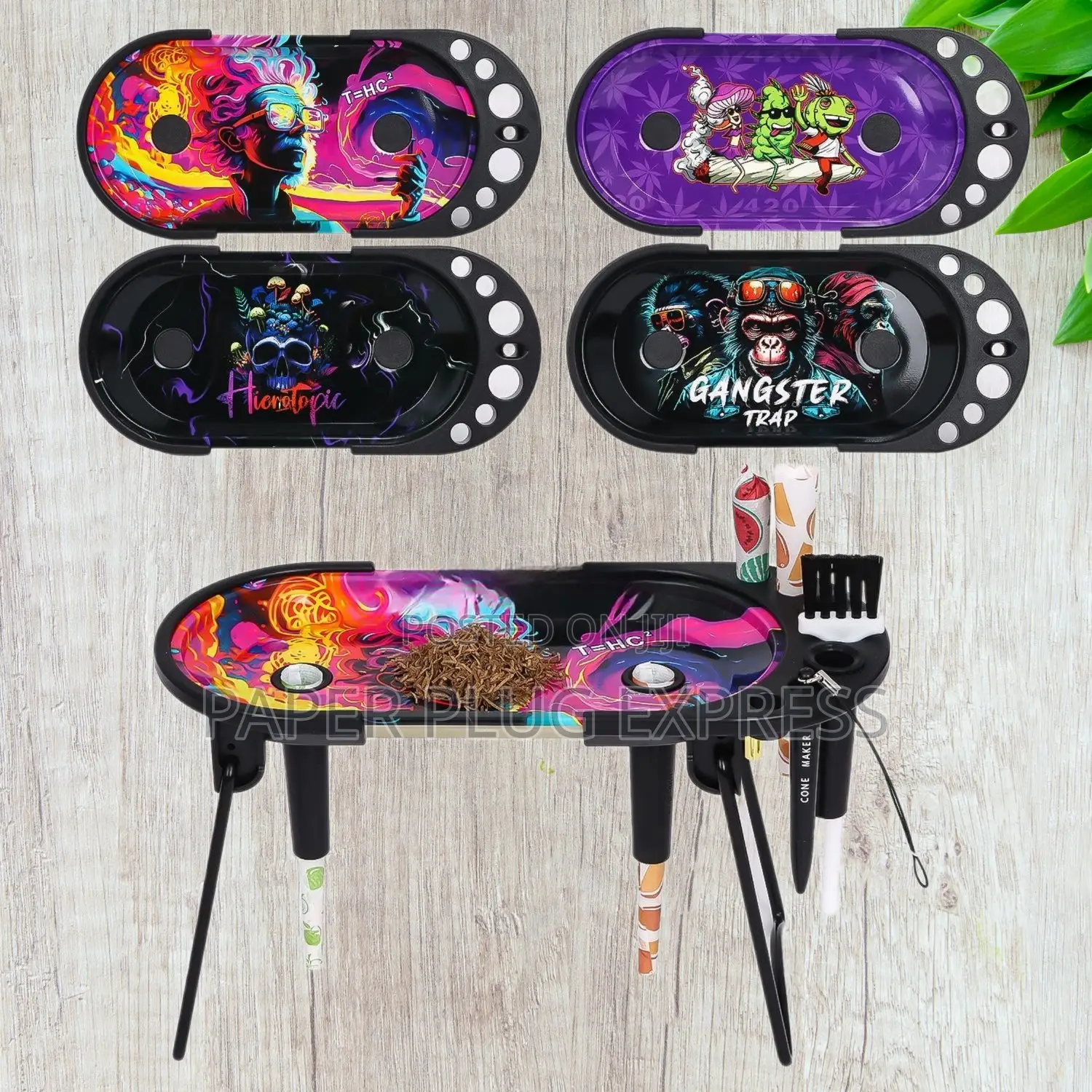 Foldable Metallic Rolling Console Smoking Kit Gift Set