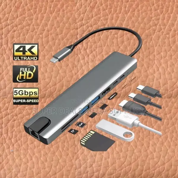 8 in 1 Usb C Hub Docking Station Ultra Hd Hdmi Pd and Ethernet Port
