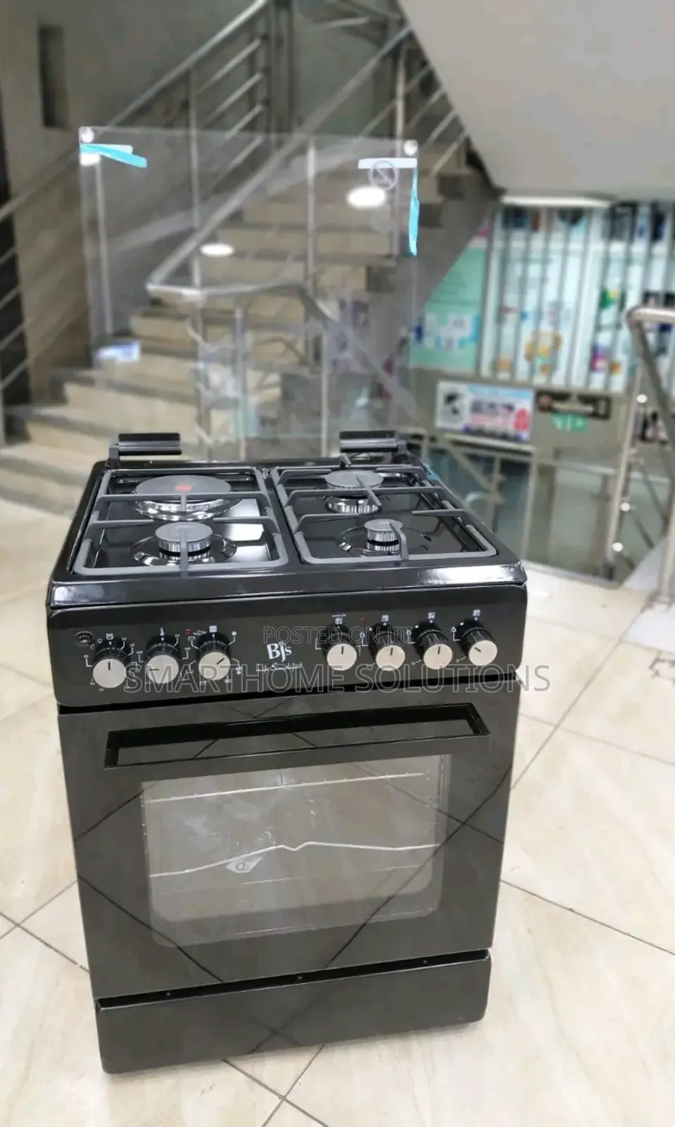 Bjs Standing Cooker 3 Gas 1 Electric Plate Bjs (Black)