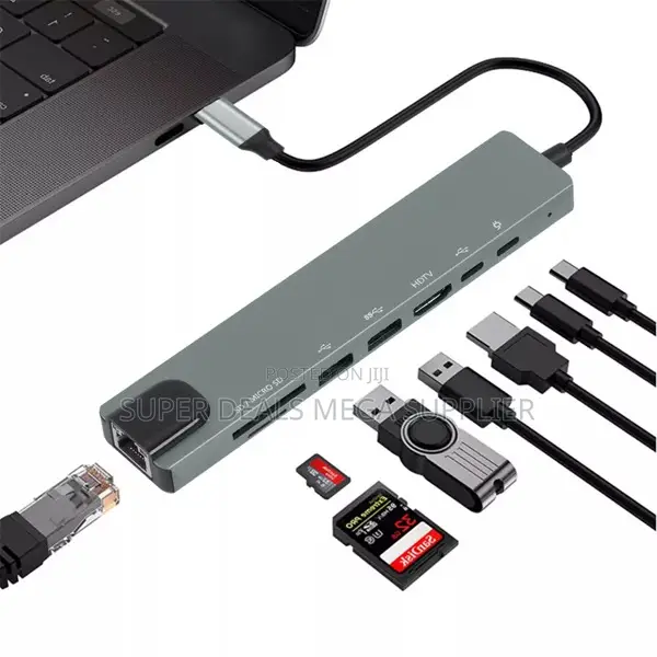 8 in 1 Usb Type C Multiport Hub Hdmi Rj45 Ethernet Usb 3.0 Sd Tf