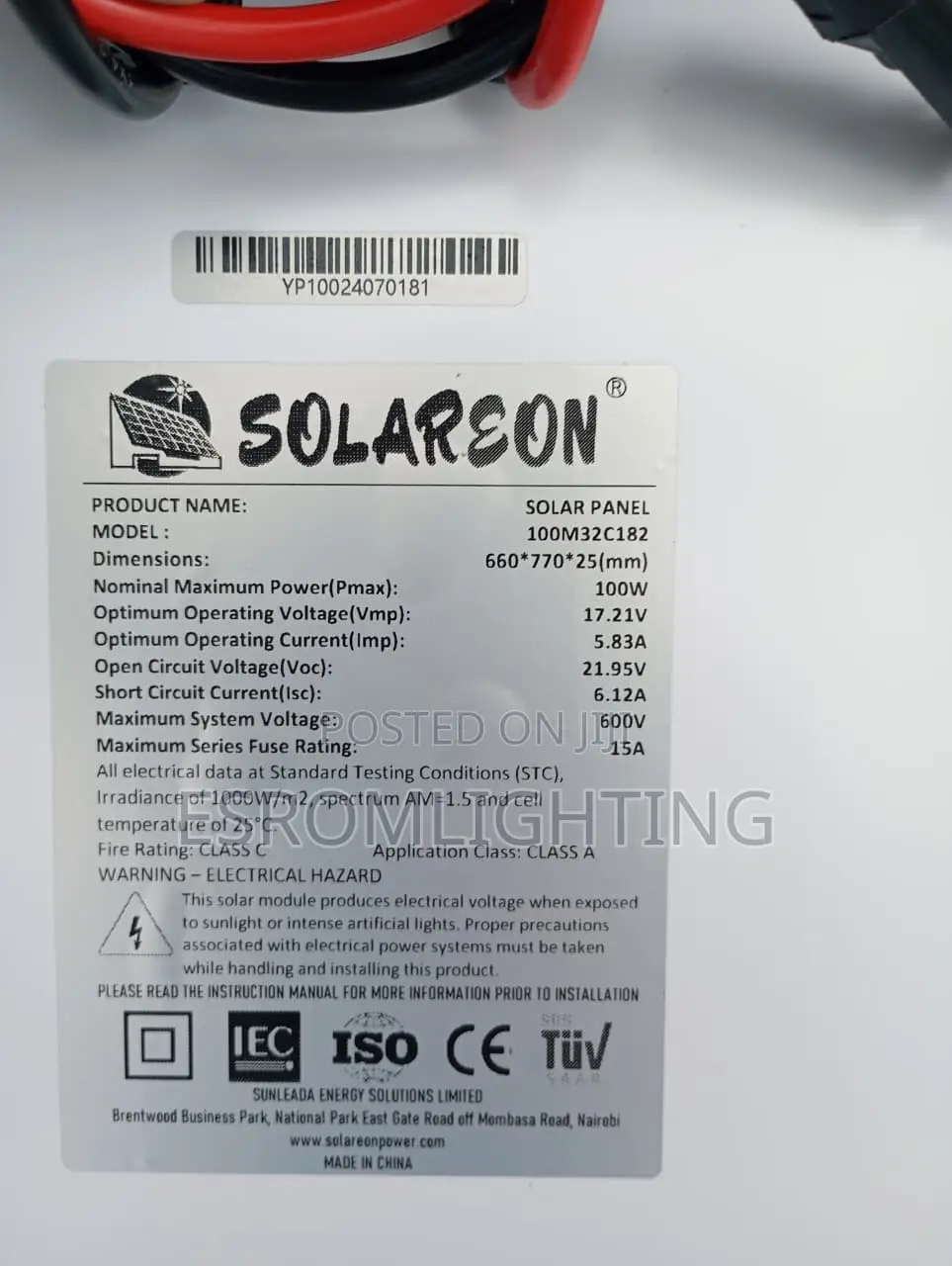 Solareon 100 Watts Monocrystalline Solar Panel