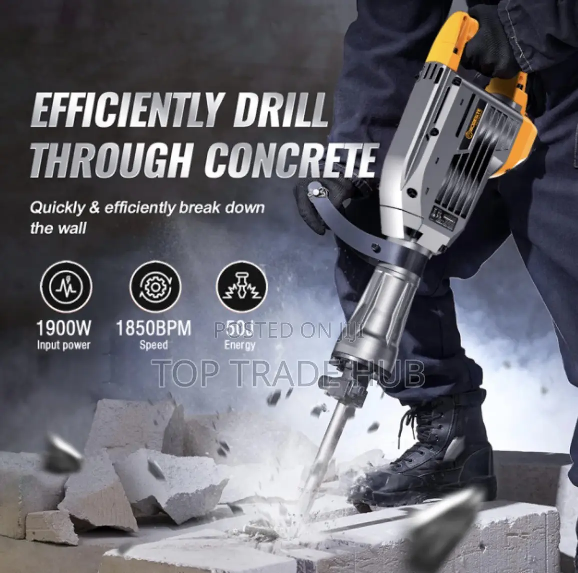 Worksite Demolition Hammer 1900w Electric Jack Hammer Concrete Breaker