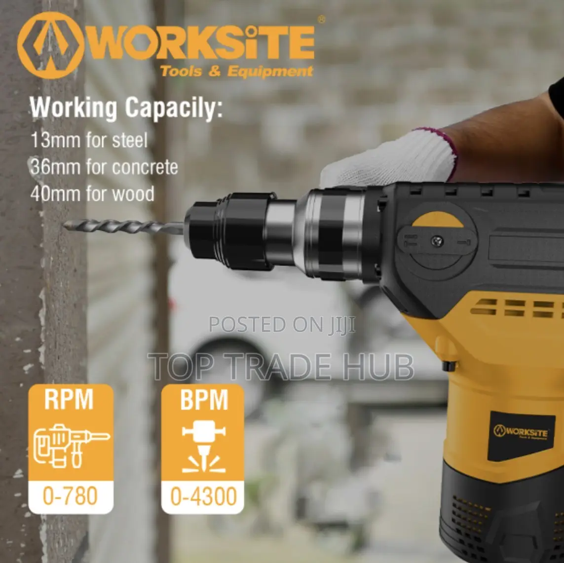 Heavy Duty Worksite Electric Rotary Hammer Drill 32mm 1500w