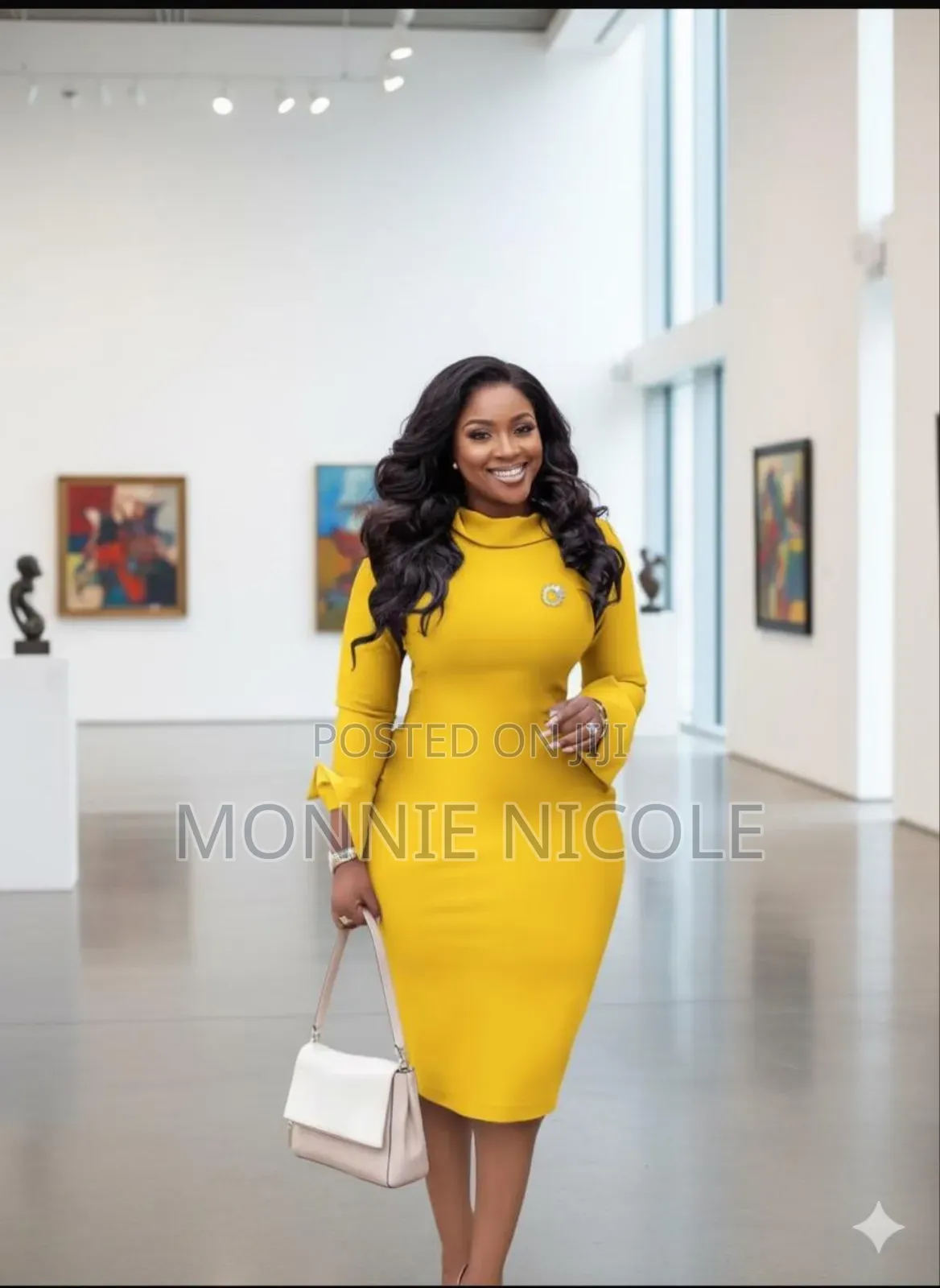 Stylish Yellow Office Dress