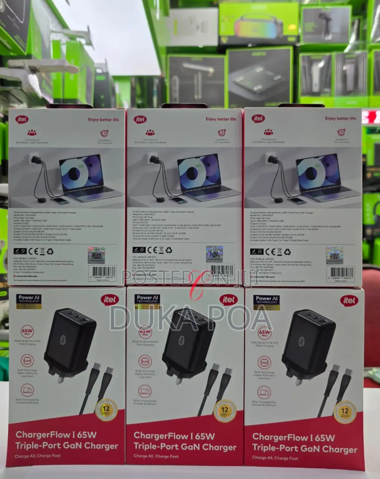 Itel 65w Charger Tripple Port Gan Charger